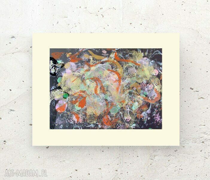 Nowoczesna grafika abstrakcyjna do domu 30x40 cm - ręcznie robiony obrazek
