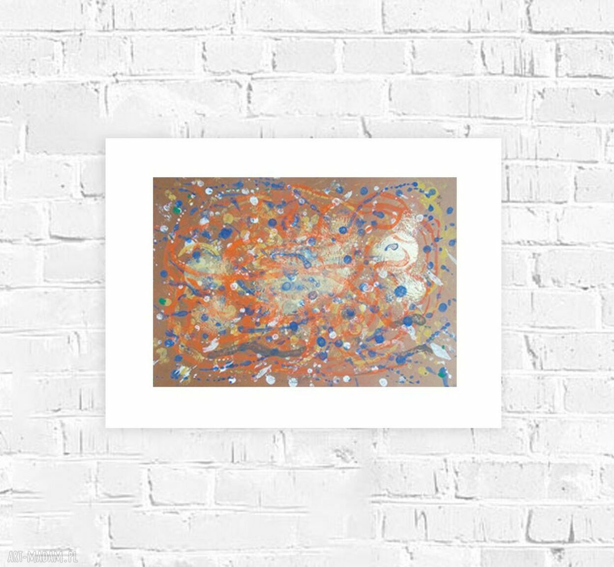 Nowoczesna abstrakcja na ścianę 30x40 cm - ręcznie malowana grafika