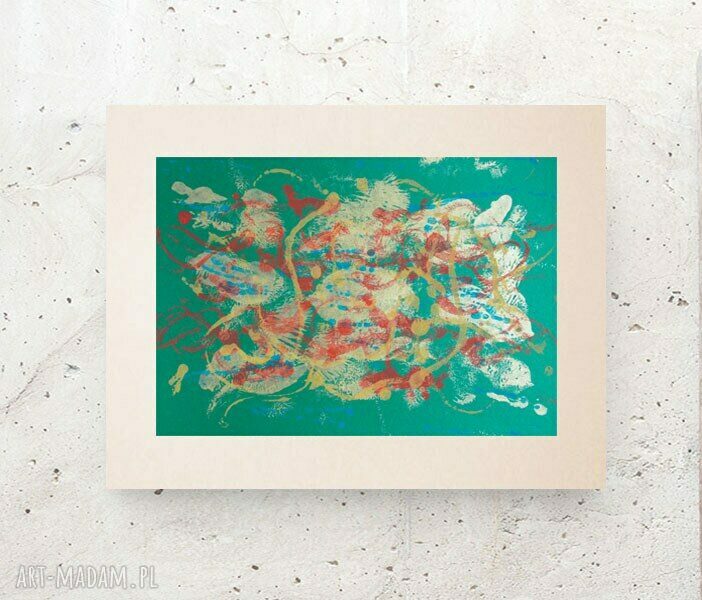 Abstrakcyjna, ręcznie malowana grafika 30x40 z subtelnym złotem