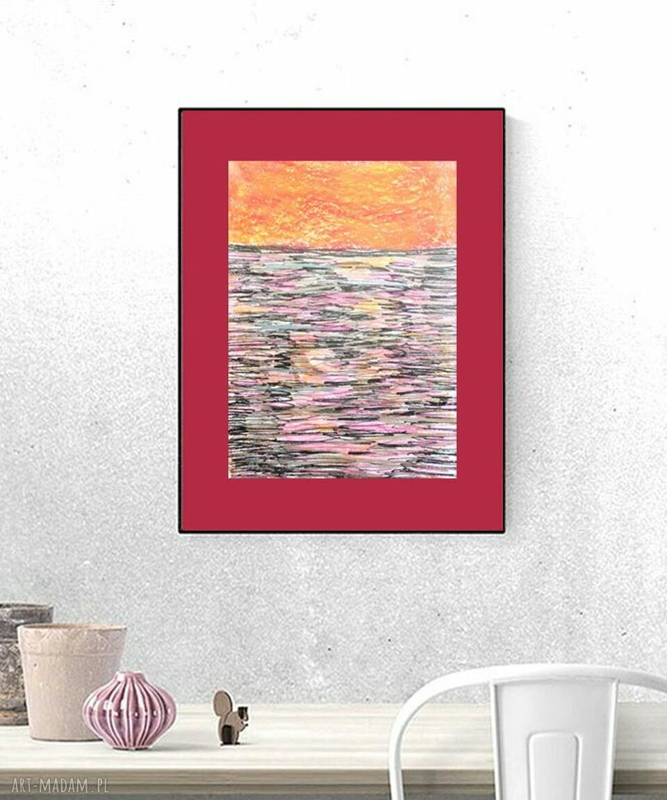 Minimalistyczny rysunek "morze" 30x40 cm - nowoczesna grafika na ścianę