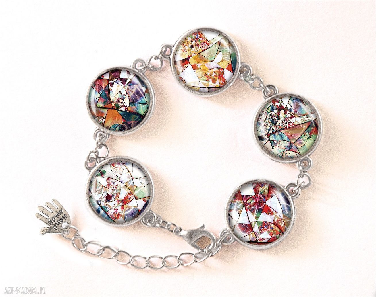 Witraż bransoletka witrażowa elegancka geometryczna kaboszon