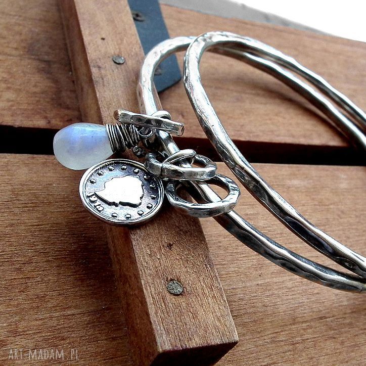 Zestaw bransolet srebro kamieŃ ksiĘŻycowy