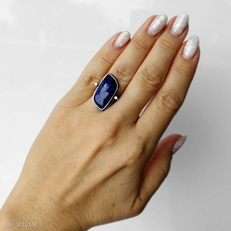 Bluesky srebrny pierścionek z lapis lazuli handmade