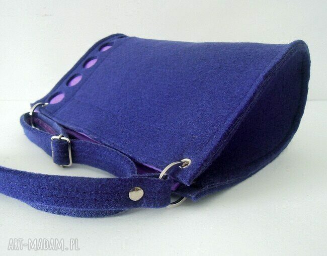 Filcowa Torebka Fioletowa w Lawendowe Kropki Hand Made