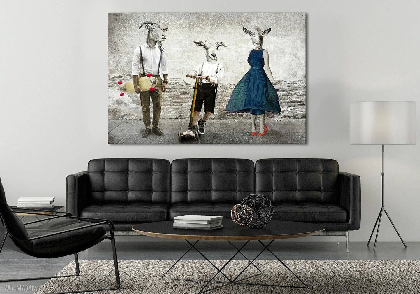 Rodzina Kozłowskich z synem - nowoczesny obraz na płótnie 120x80 cm