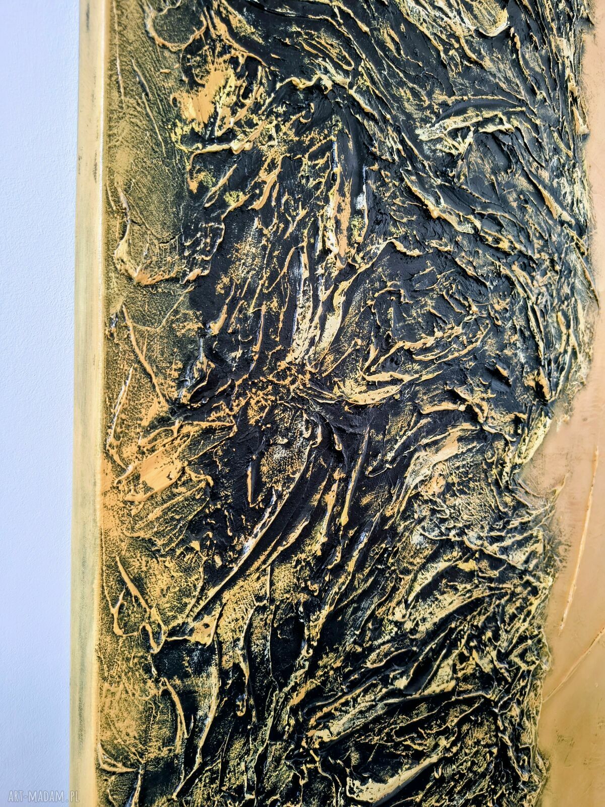 Nowoczesny modny obraz wielkoformatowy 100x150 cm z grubą strukturą - pomarańczowo-złoty