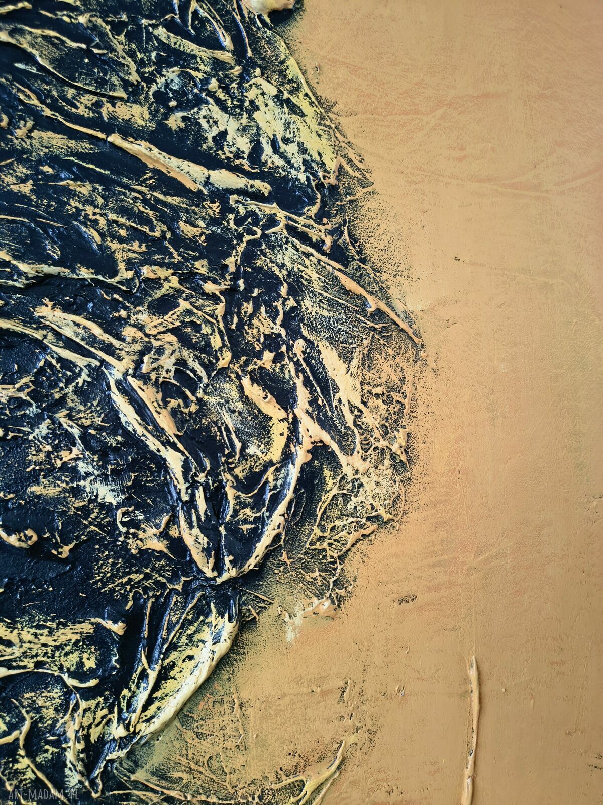 Nowoczesny modny obraz wielkoformatowy 100x150 cm z grubą strukturą - pomarańczowo-złoty