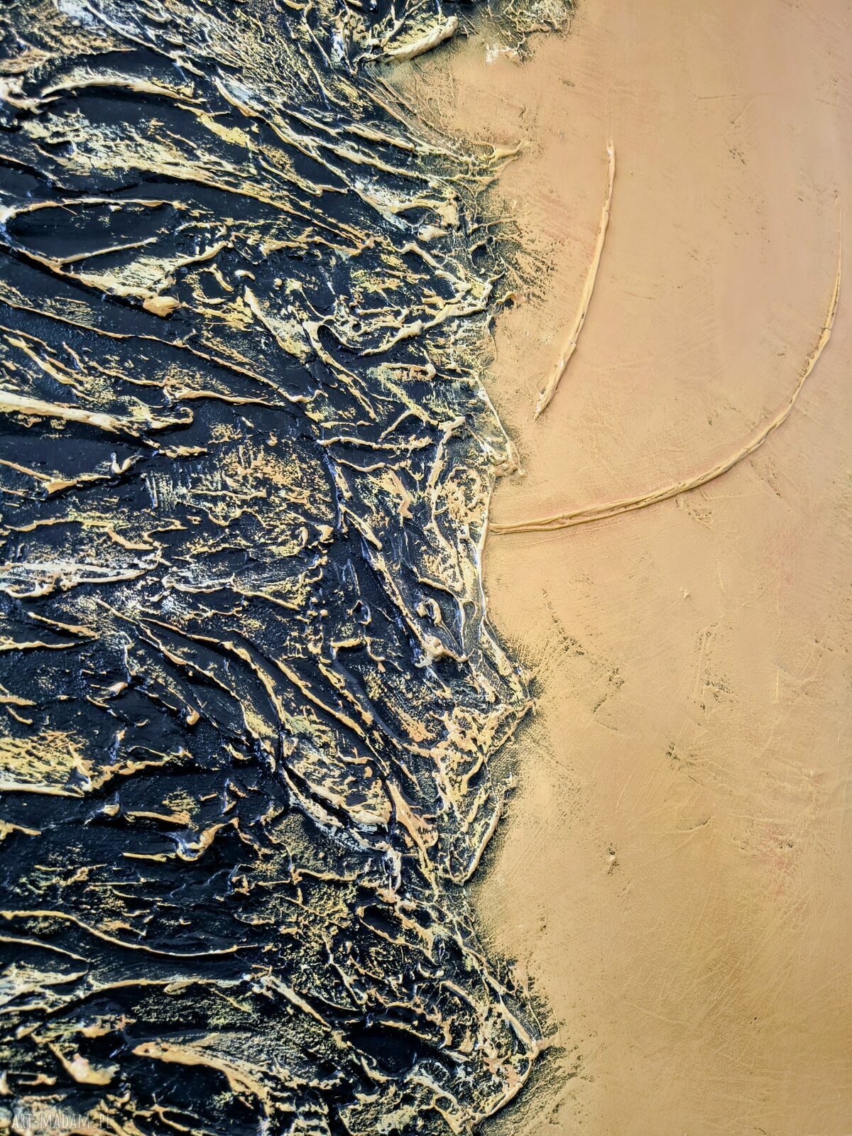 Nowoczesny modny obraz wielkoformatowy 100x150 cm z grubą strukturą - pomarańczowo-złoty