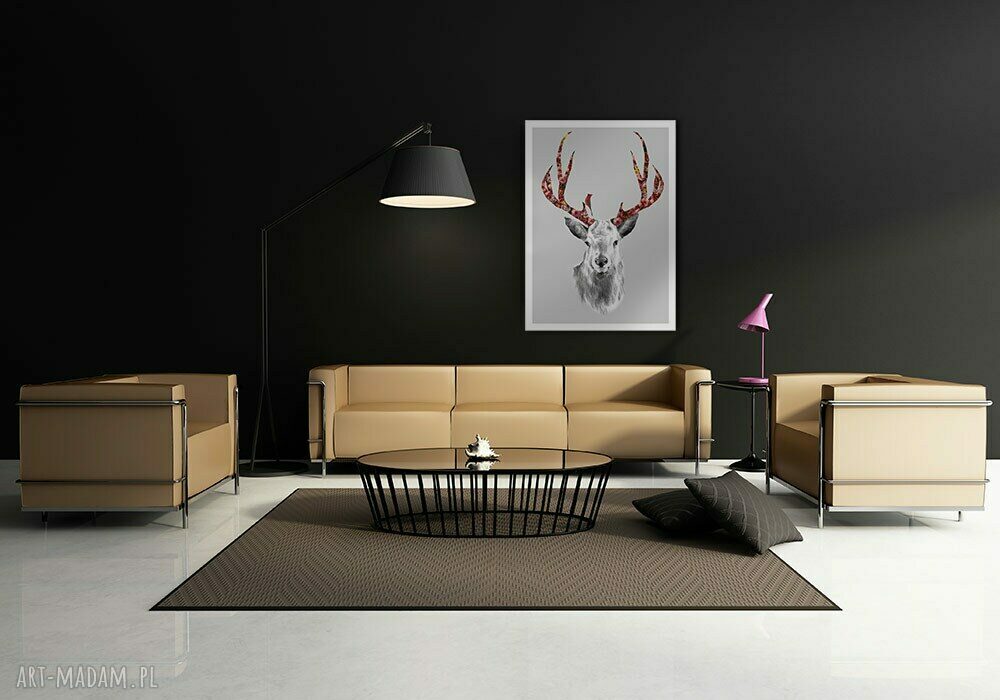 Nowoczesny obraz drukowany na płótnie Jeleń z kwiatowym porożem 70x100 cm