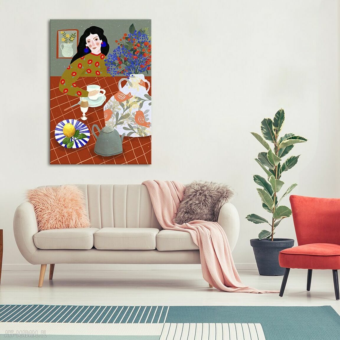 Nowoczesny obraz drukowany z kwiatkami na płótnie 50x70 cm