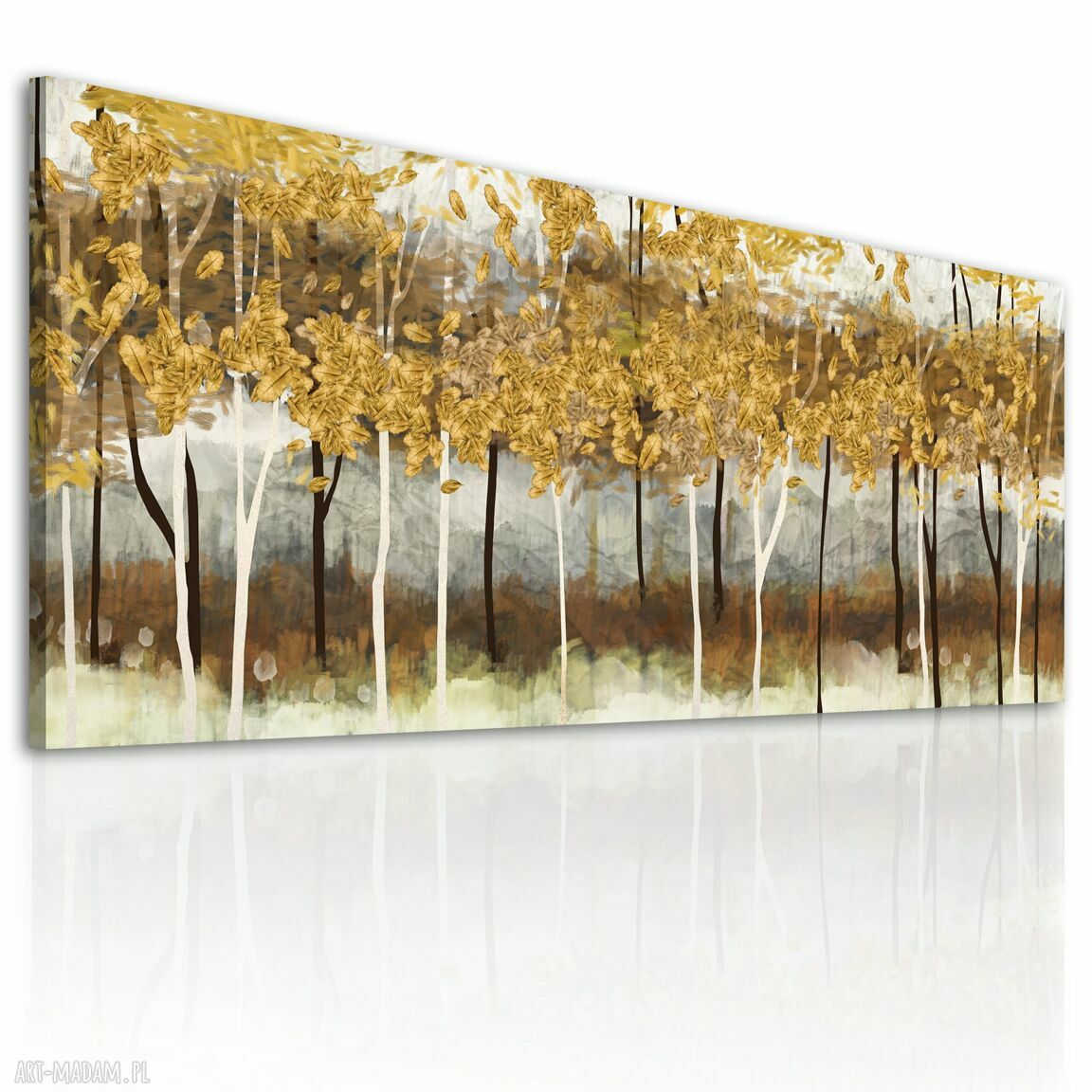 Nowoczesny obraz z drzewami do salonu - jesienny pejzaż 147x60 cm