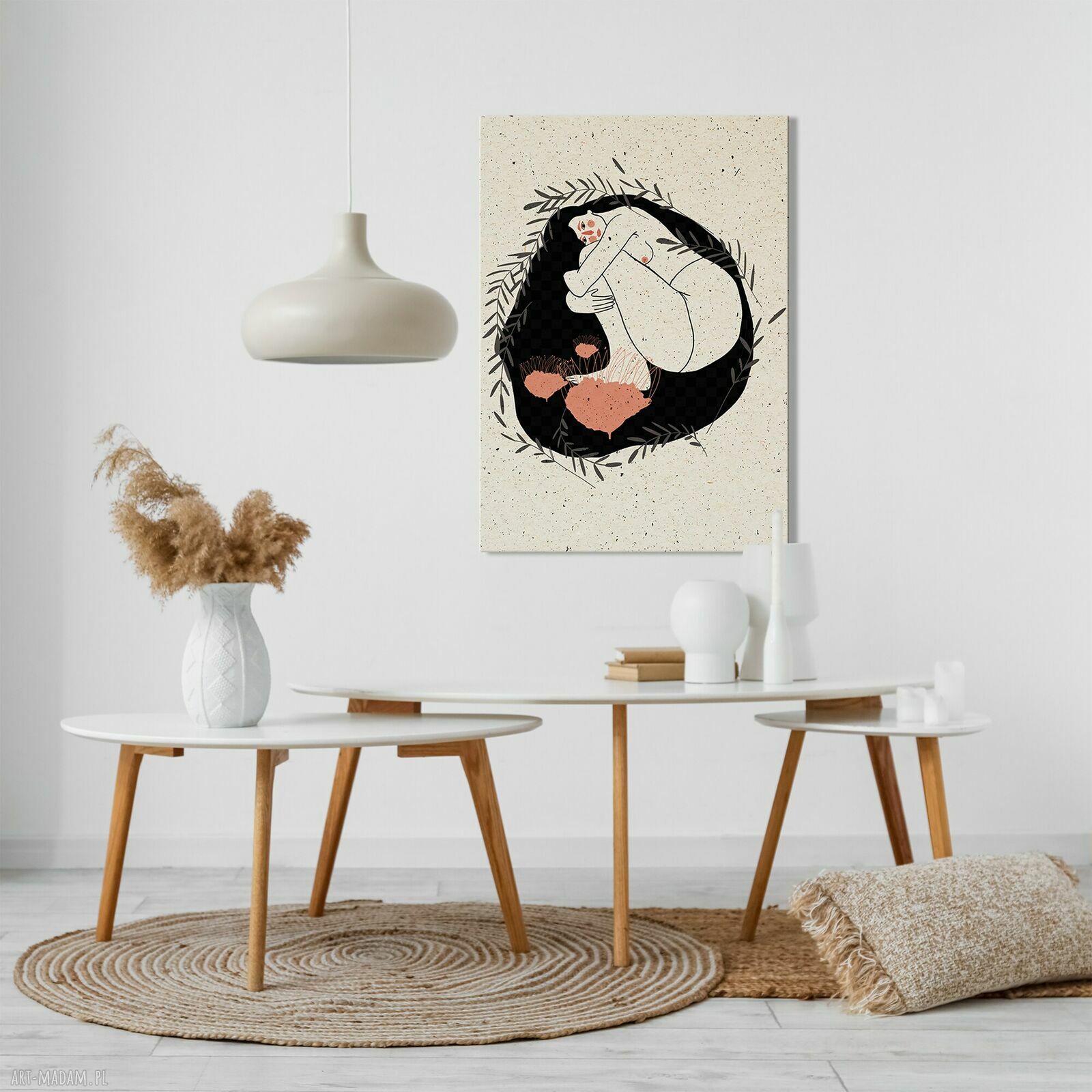 Nowoczesny obraz drukowany na płótnie Kobieta 'cisza natury' 50x70 cm - boho i japandi