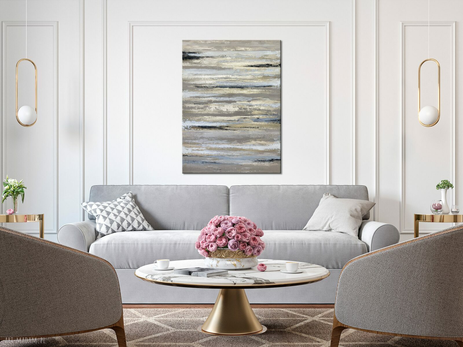Nowoczesny obraz ze złotem "Golden Treasure" 60x80 cm - minimalistyczna abstrakcja