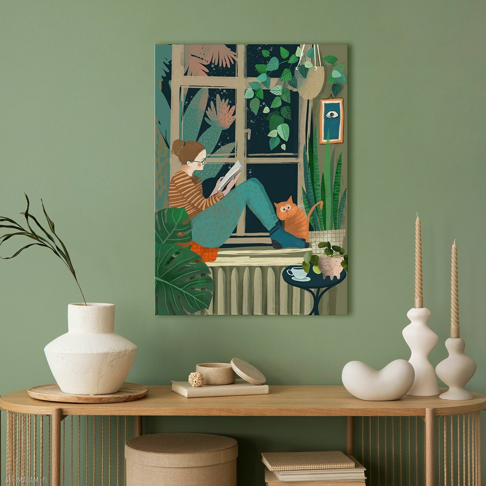Nowoczesny obraz drukowany na płótnie 'Wieczór przy oknie' 50x70 cm – gotowy do zawieszenia