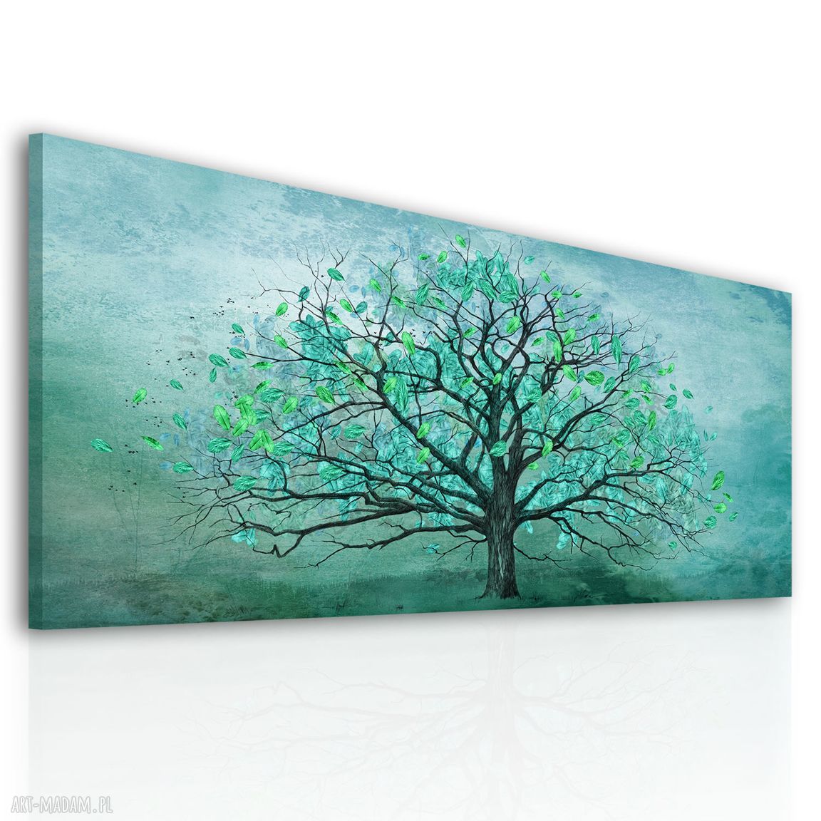 Nowoczesny obraz drukowany na płótnie Drzewo w turkusie 147x60 cm