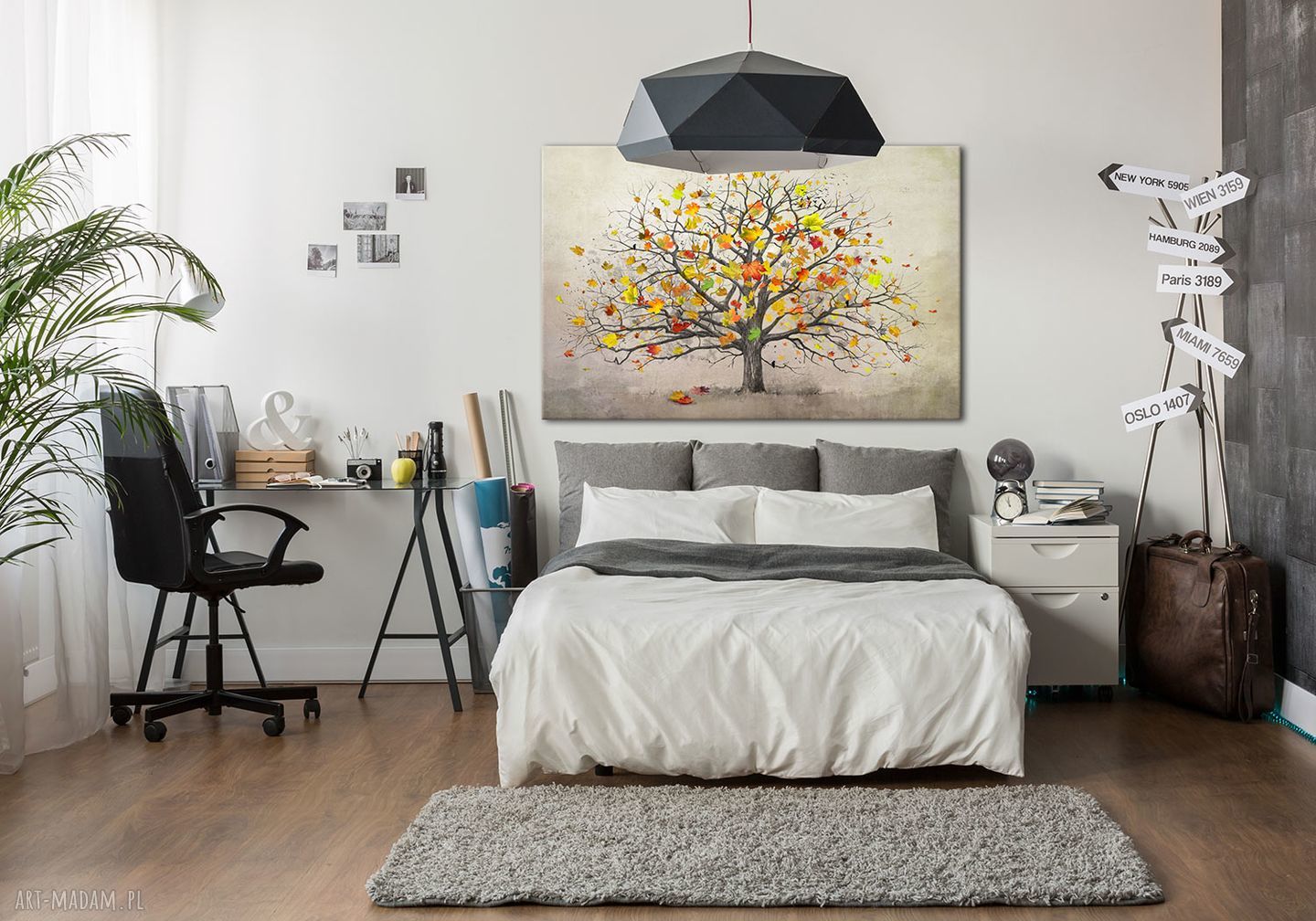 Nowoczesny obraz do salonu drukowany na płótnie - jesienne drzewo 120x80 cm