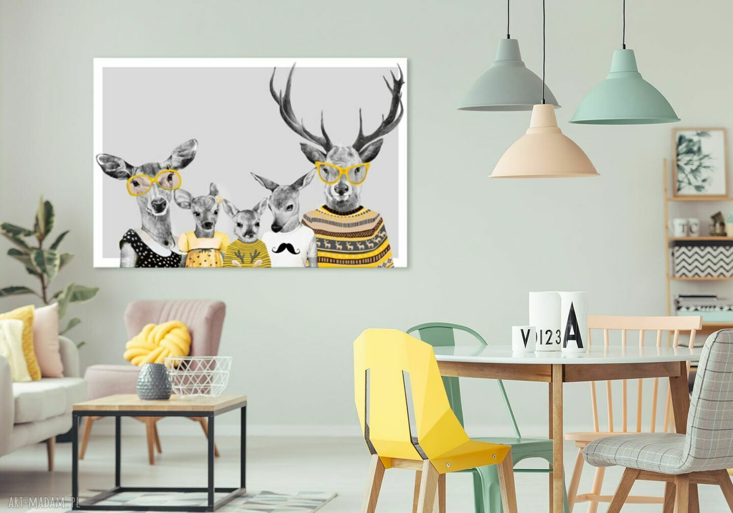 Obraz na płótnie 120x80cm Rodzina jeleni - pomysł na prezent