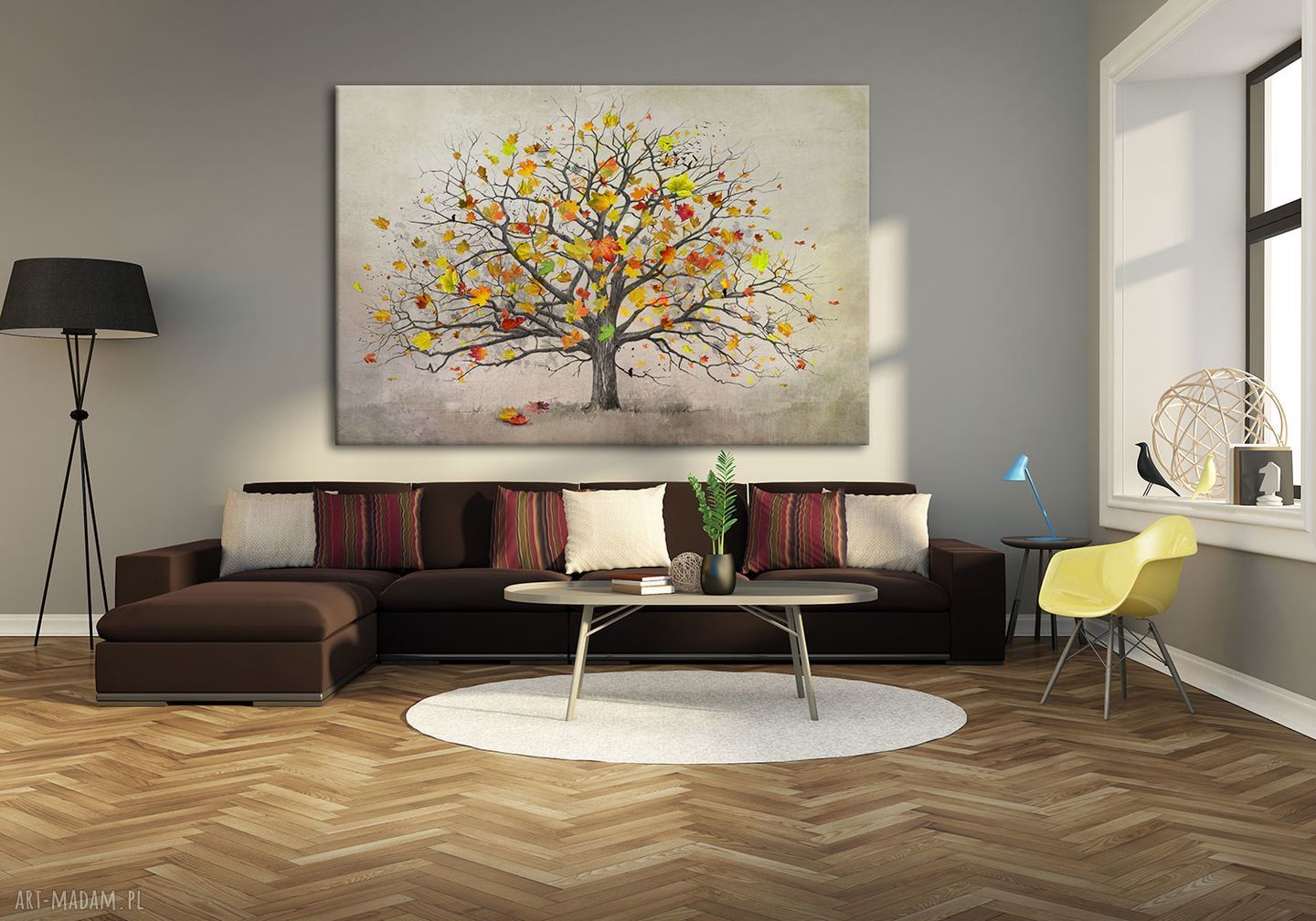 Nowoczesny obraz do salonu drukowany na płótnie - jesienne drzewo 120x80 cm