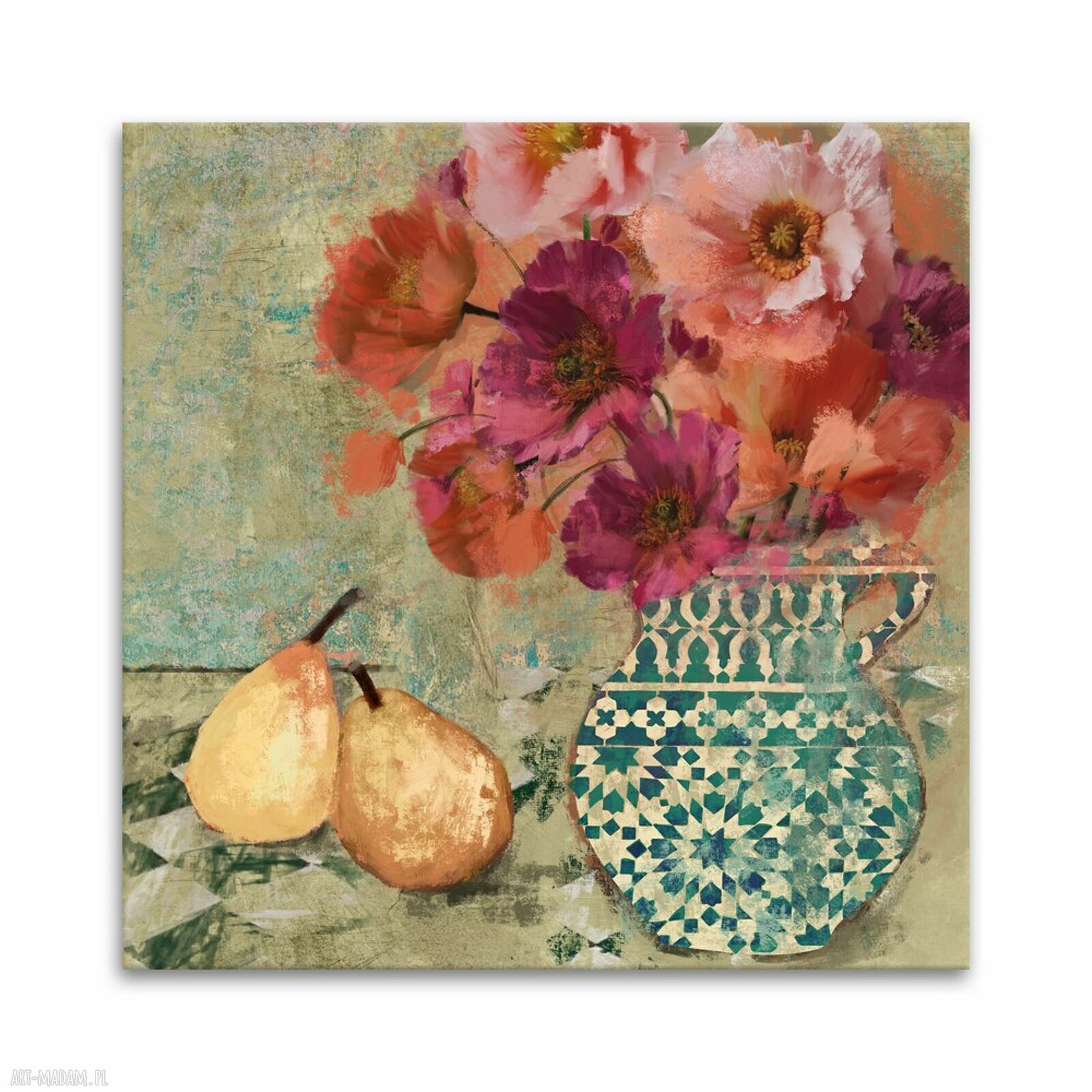Nowoczesny obraz drukowany na płótnie Letni Bukiet 80x80 cm - styl boho