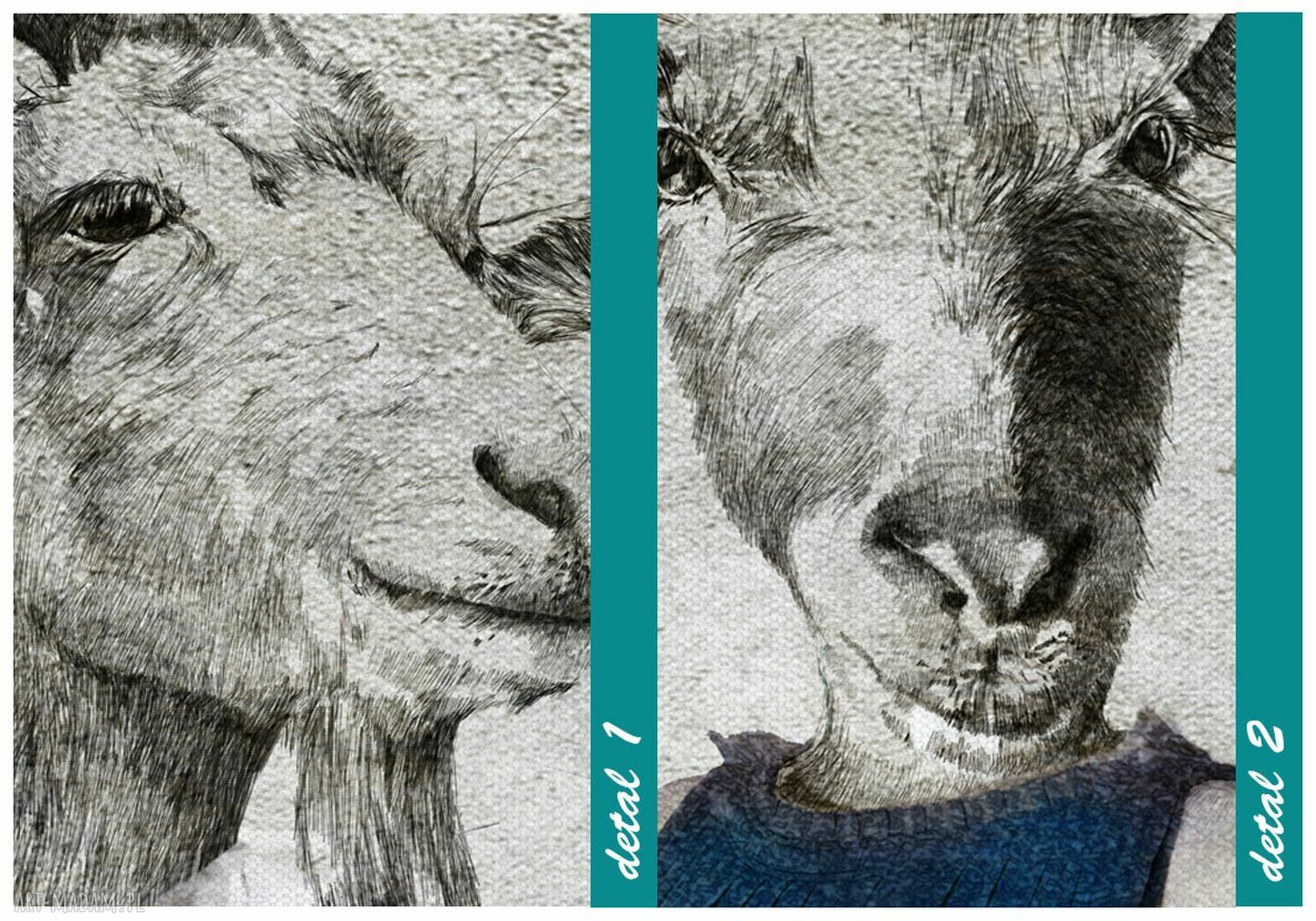 Obraz z kozami 120x80 cm - Rodzina Kozłowskich z synami