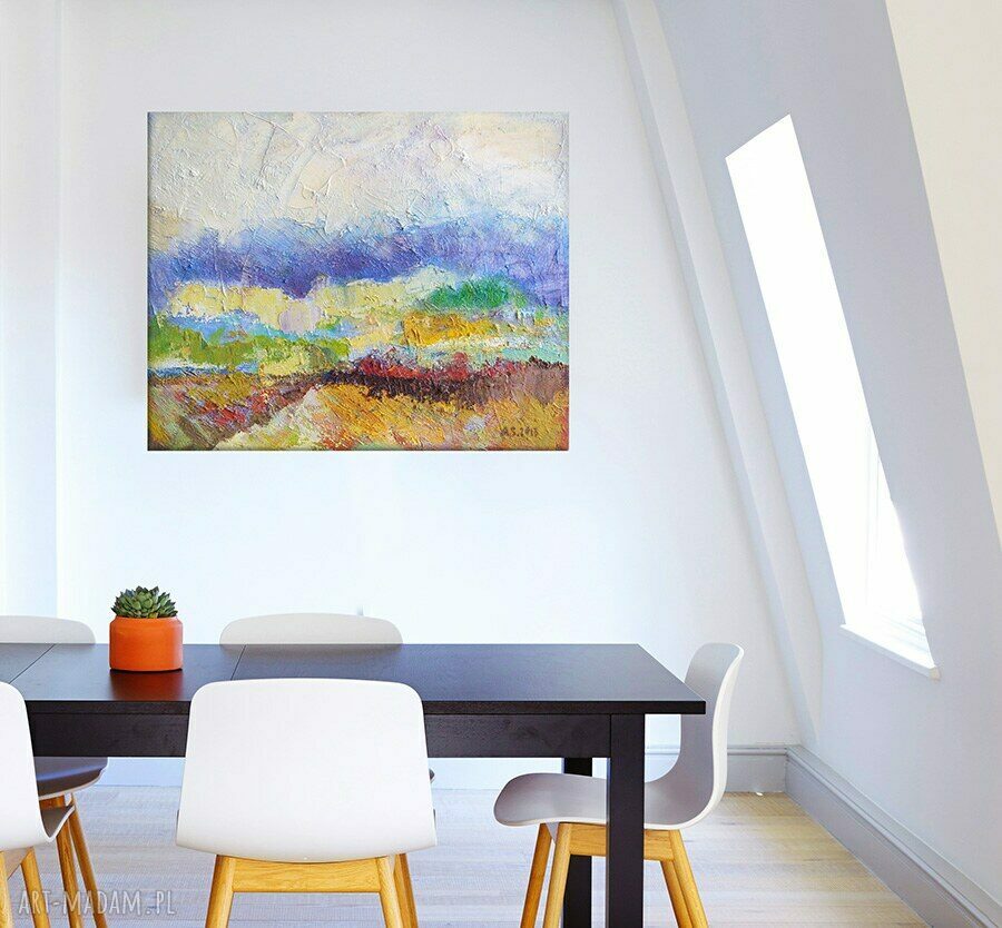 Nowoczesny obraz olejny „Lato” 40x50 cm - pejzaż ręcznie malowany na płótnie
