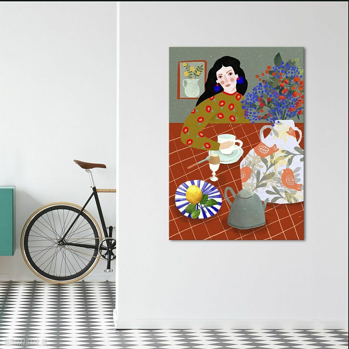 Nowoczesny obraz drukowany z kwiatkami na płótnie 50x70 cm