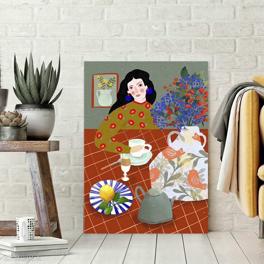 Nowoczesny obraz drukowany z kwiatkami na płótnie 50x70 cm
