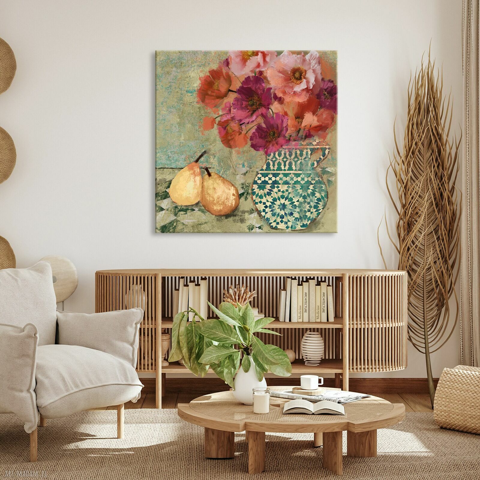 Nowoczesny obraz drukowany na płótnie Letni Bukiet 80x80 cm - styl boho