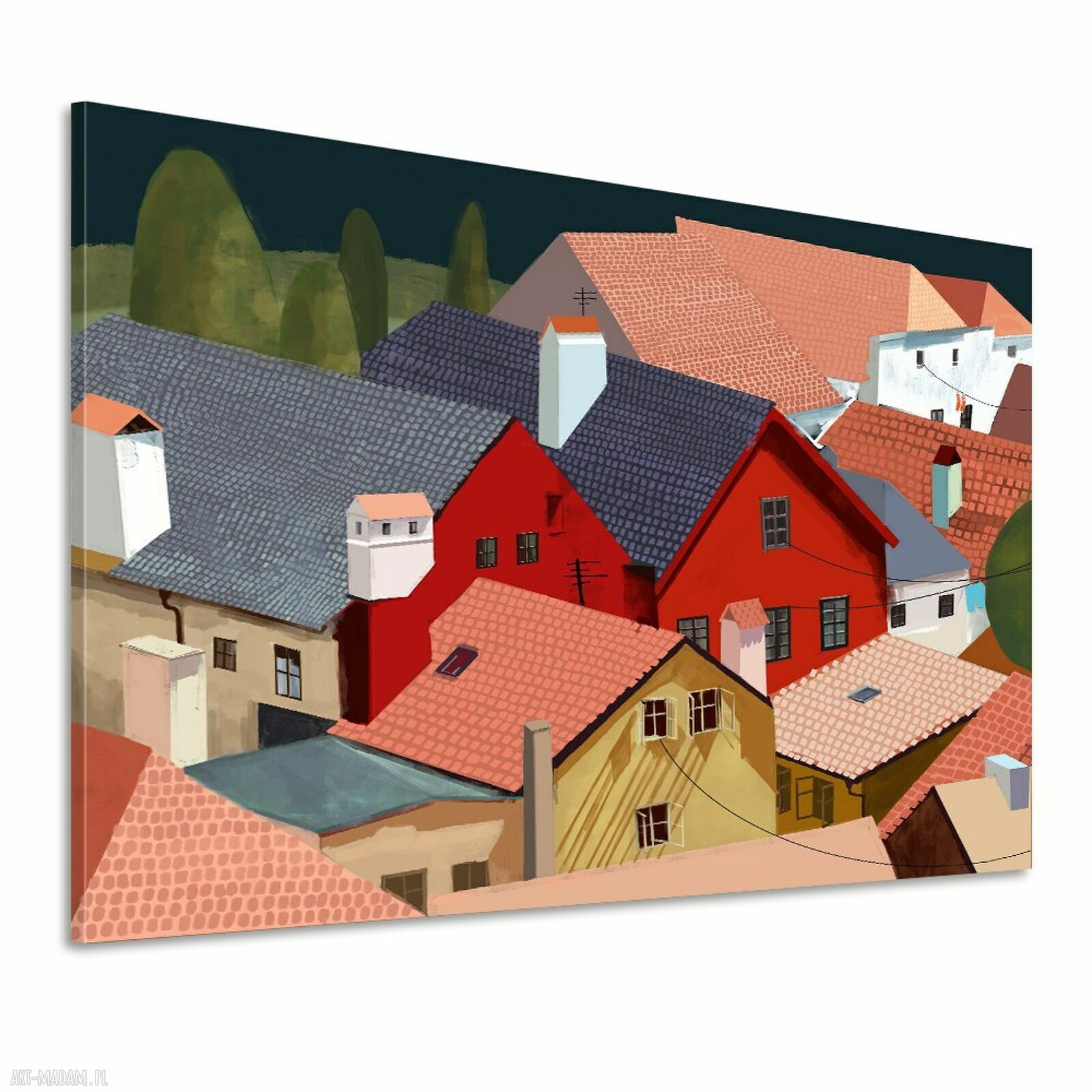 Nowoczesny obraz drukowany na płótnie "Między Dachami" 100x70 cm