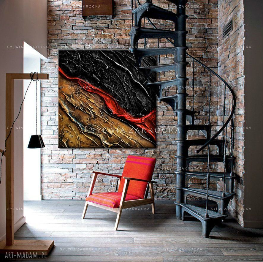 Nowoczesny obraz 100x100 cm - ręcznie malowana abstrakcja z wyrazistą fakturą