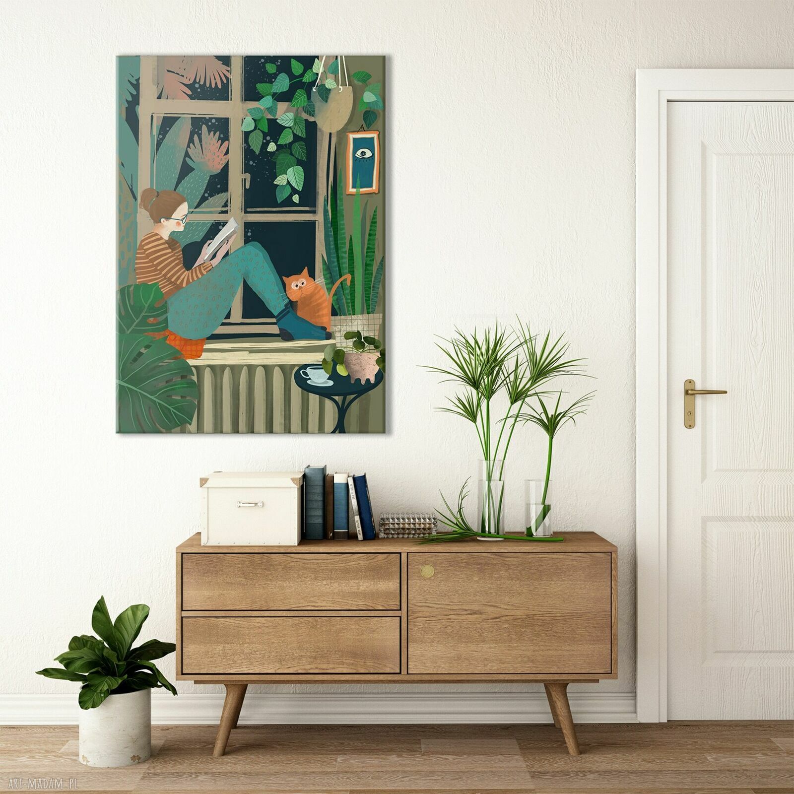 Nowoczesny obraz drukowany na płótnie 'Wieczór przy oknie' 50x70 cm – gotowy do zawieszenia