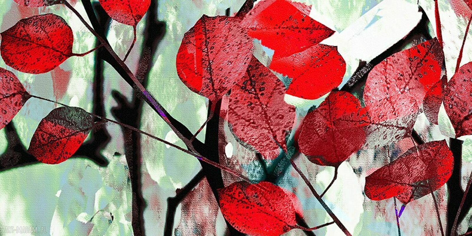 Obraz nowoczesny Czerwone liście 14 - abstrakcja 120x80 cm