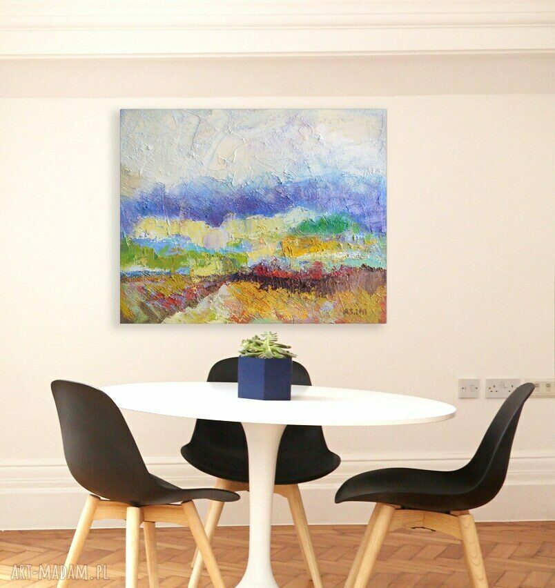 Nowoczesny obraz olejny „Lato” 40x50 cm - pejzaż ręcznie malowany na płótnie