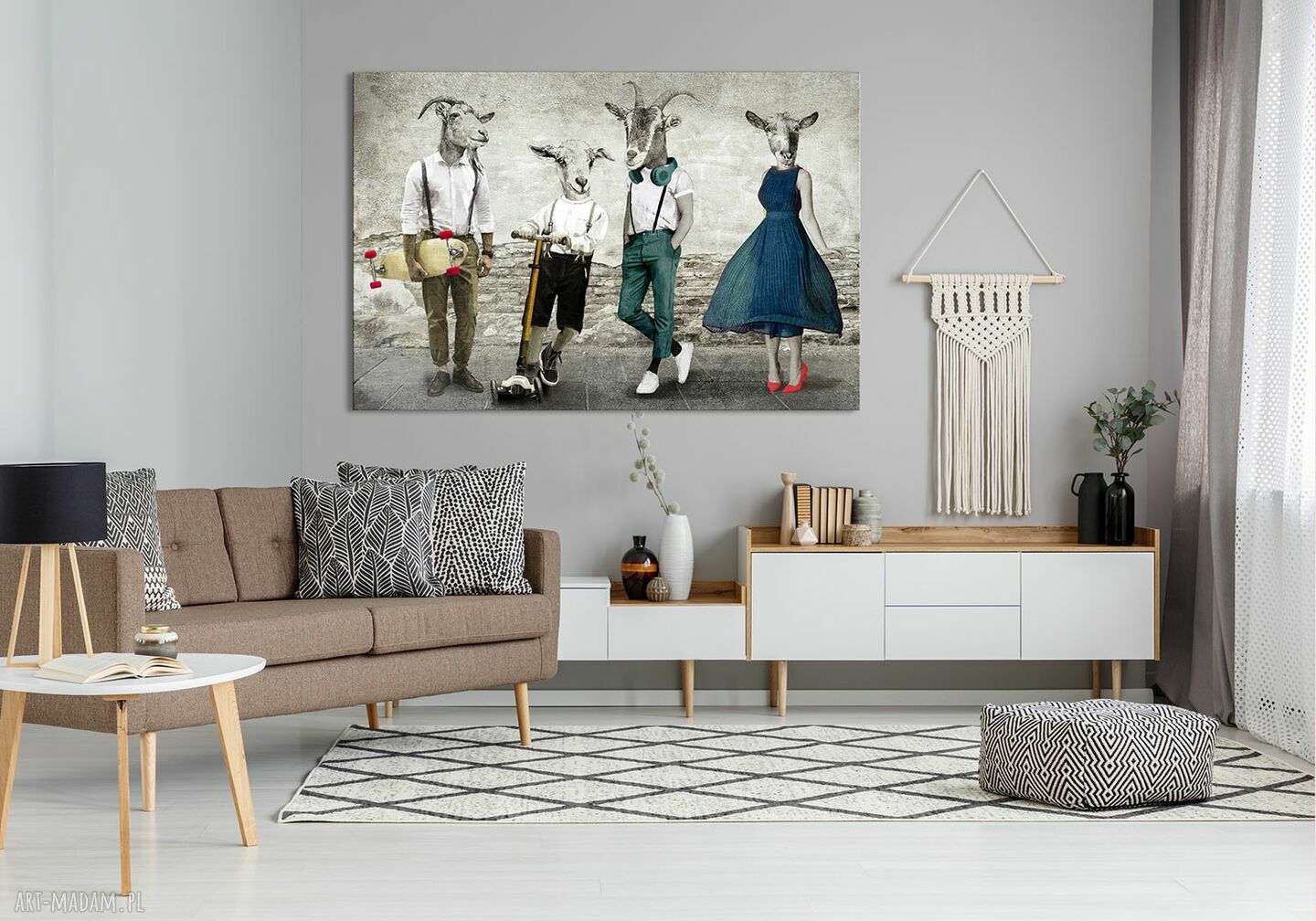 Obraz z kozami 120x80 cm - Rodzina Kozłowskich z synami