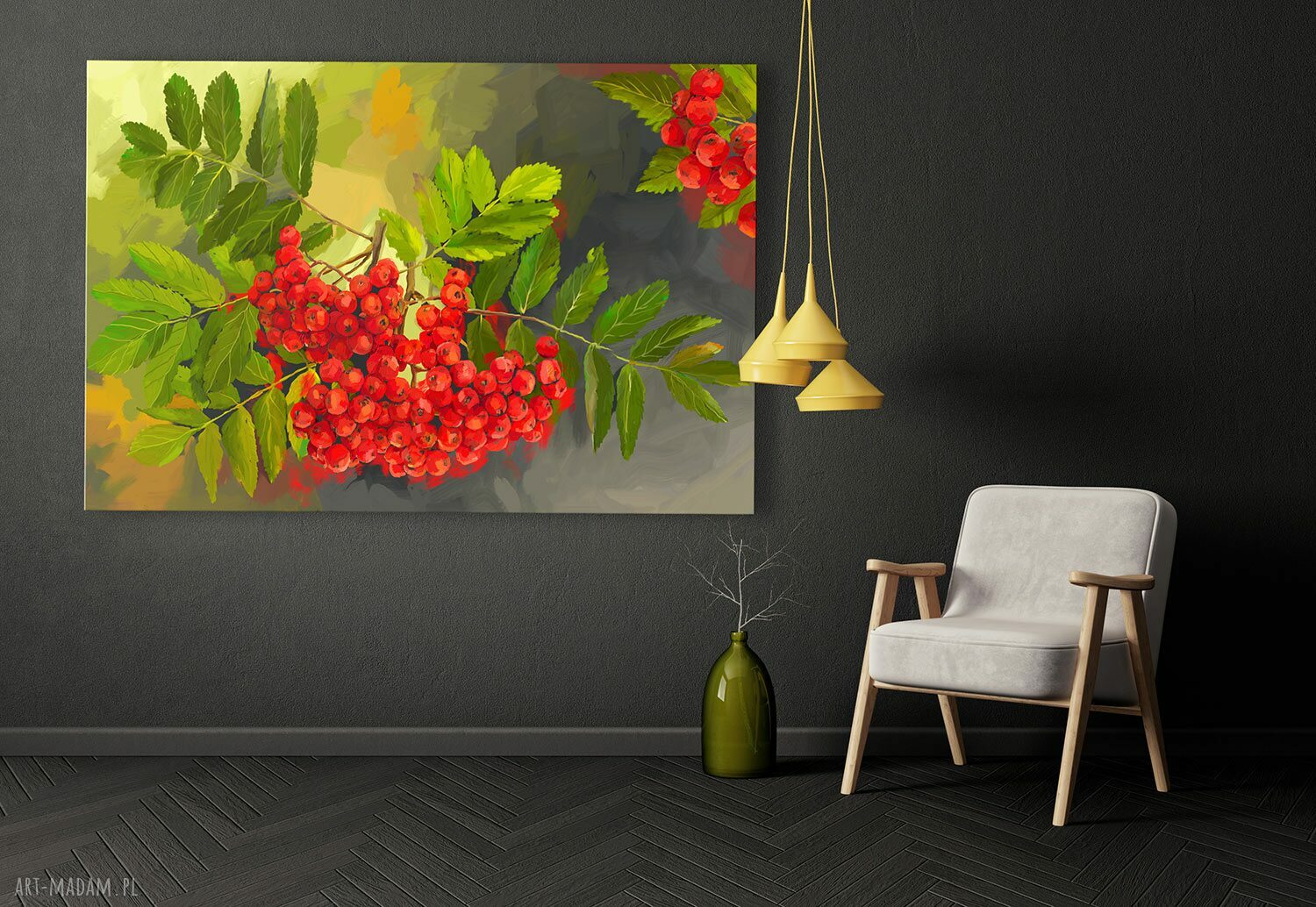 Obraz Jarzębina 120x80 cm - nowoczesna dekoracja do salonu