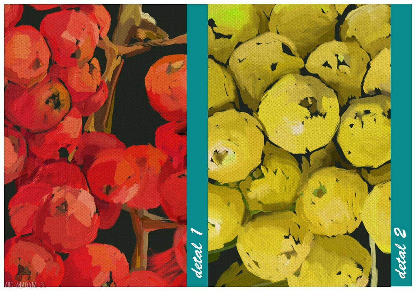 Kolorowa jarzębina - nowoczesny obraz drukowany na płótnie 147x60 cm