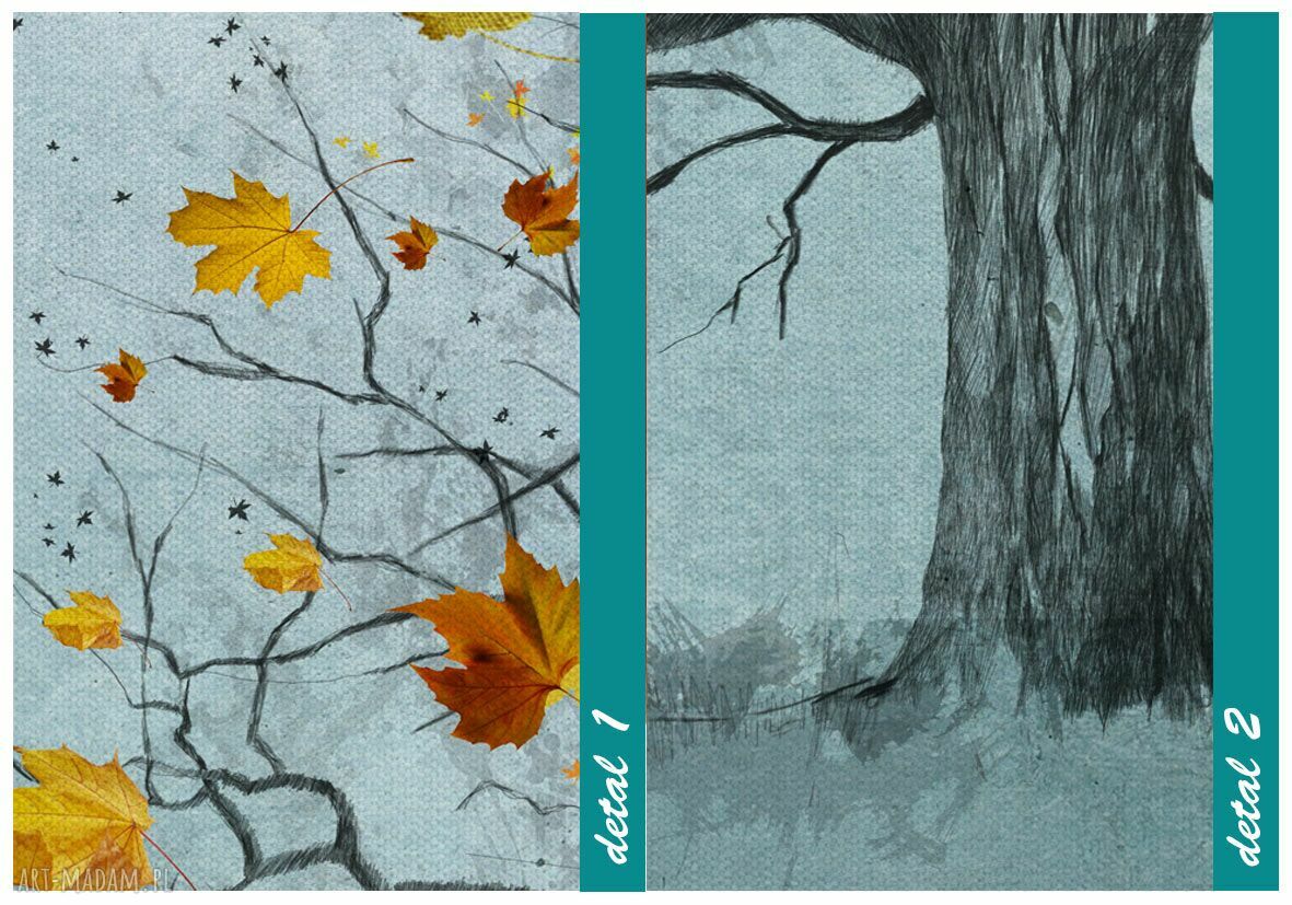 Nowoczesny obraz do salonu drukowany na płótnie 120x80 cm - drzewo i liście