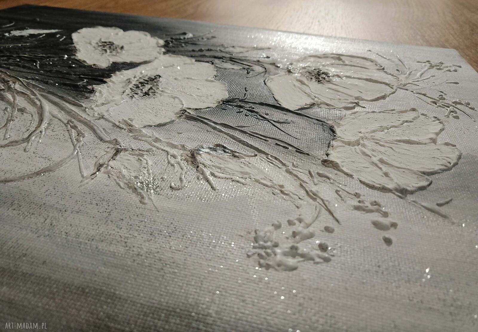 Nowoczesny obraz strukturalny 3D na płótnie - Srebrzysty szyk