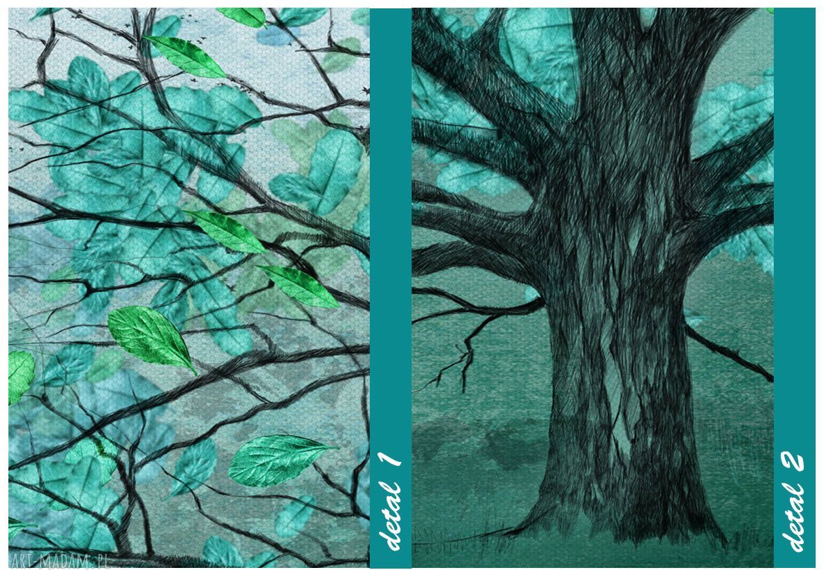 Nowoczesny obraz drukowany na płótnie Drzewo w turkusie 147x60 cm
