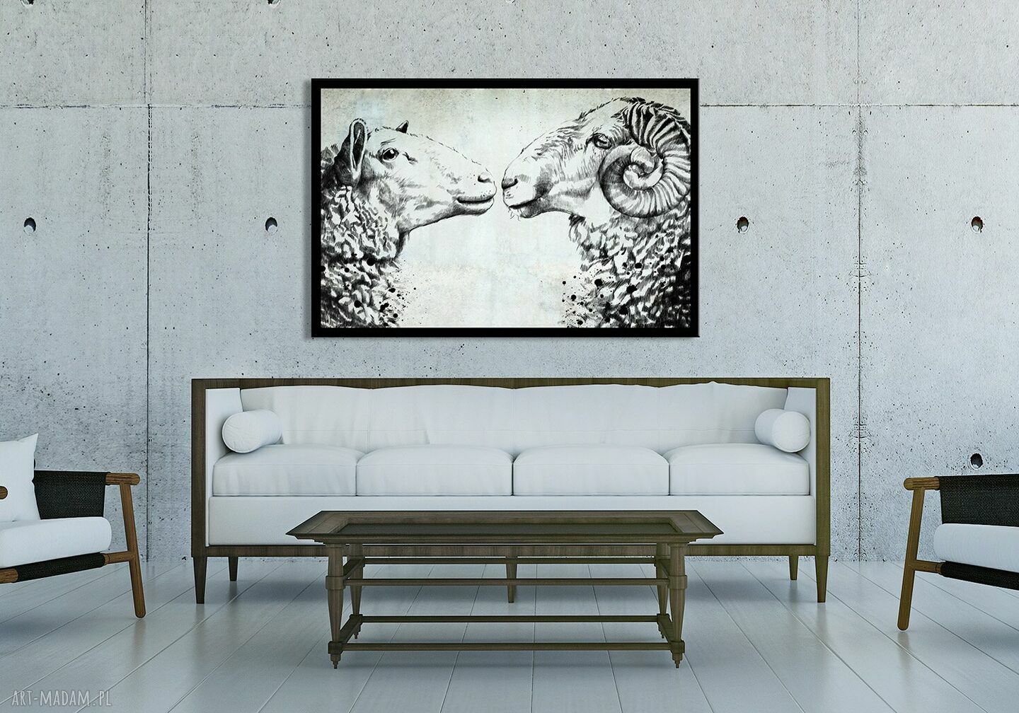 Państwo Baranowscy - nowoczesny obraz drukowany na płótnie 120x80 cm