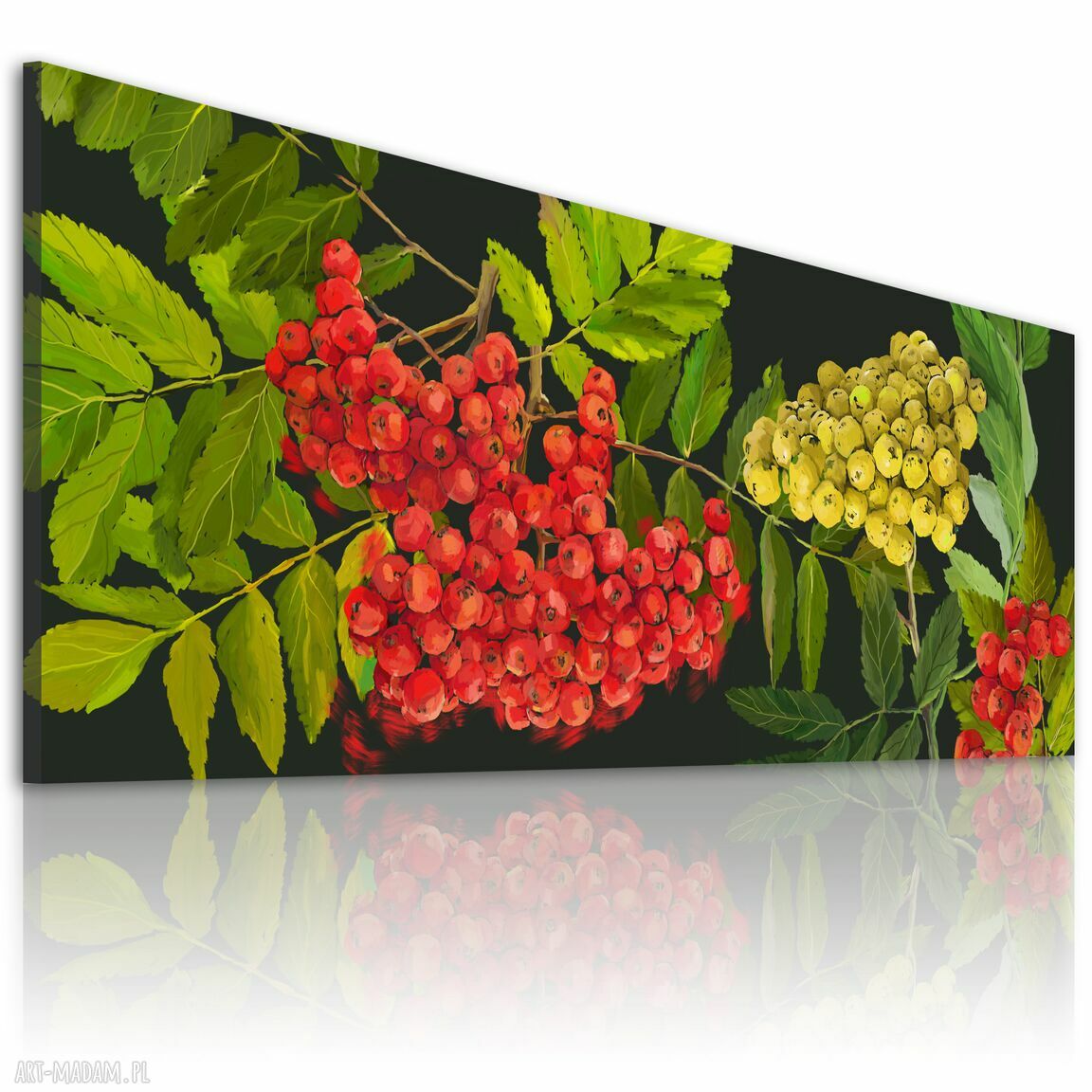 Kolorowa jarzębina - nowoczesny obraz drukowany na płótnie 147x60 cm