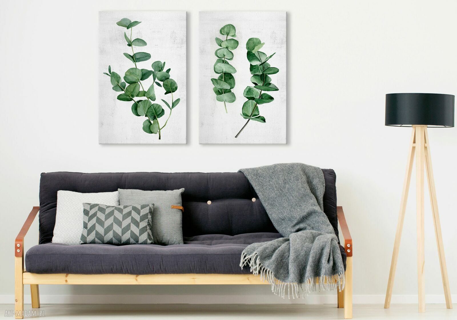 Nowoczesny obraz botaniczny z eukaliptusami - komplet 2 części 50x70 cm