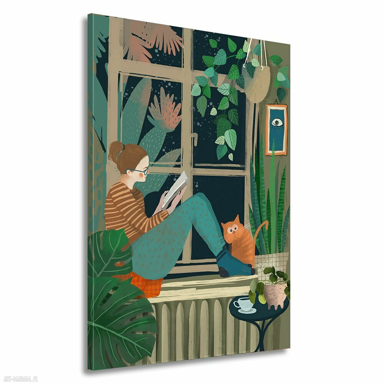 Nowoczesny obraz drukowany na płótnie 'Wieczór przy oknie' 50x70 cm – gotowy do zawieszenia