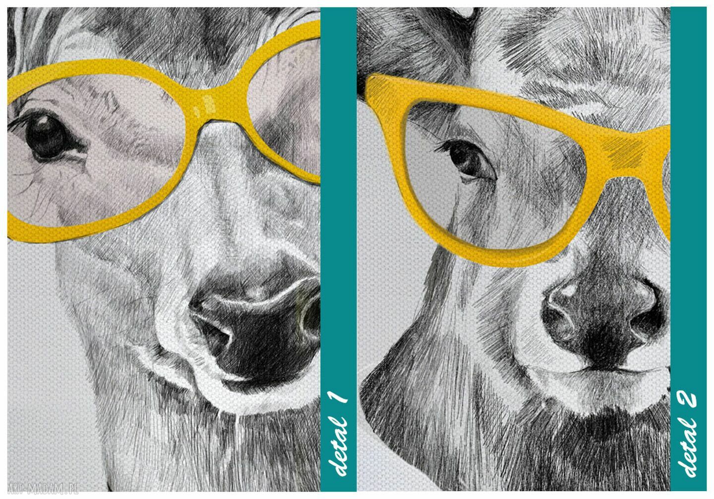 Rodzina jeleni z żółtymi dodatkami - nowoczesny obraz 120x80 cm