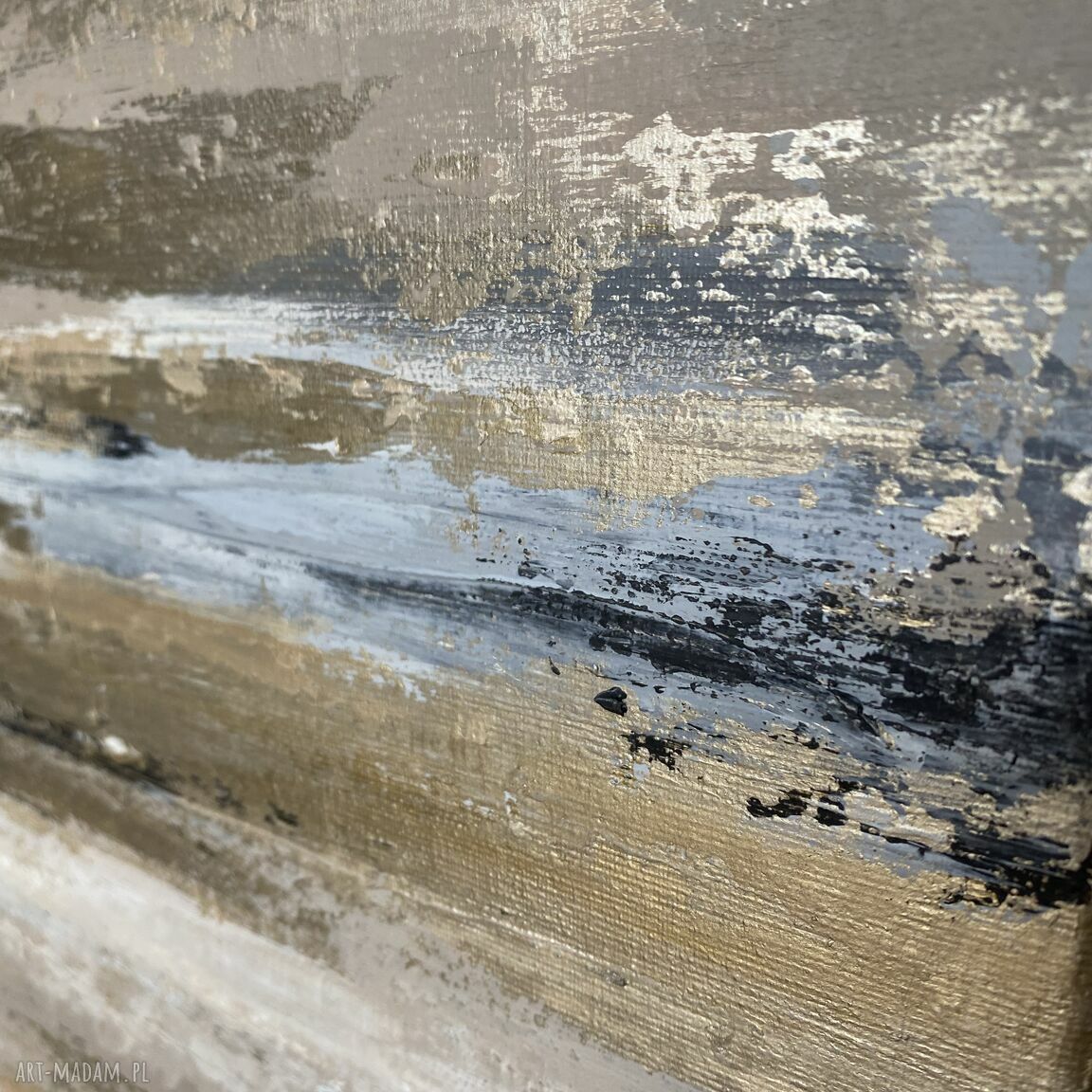 Nowoczesny obraz ze złotem "Golden Treasure" 60x80 cm - minimalistyczna abstrakcja