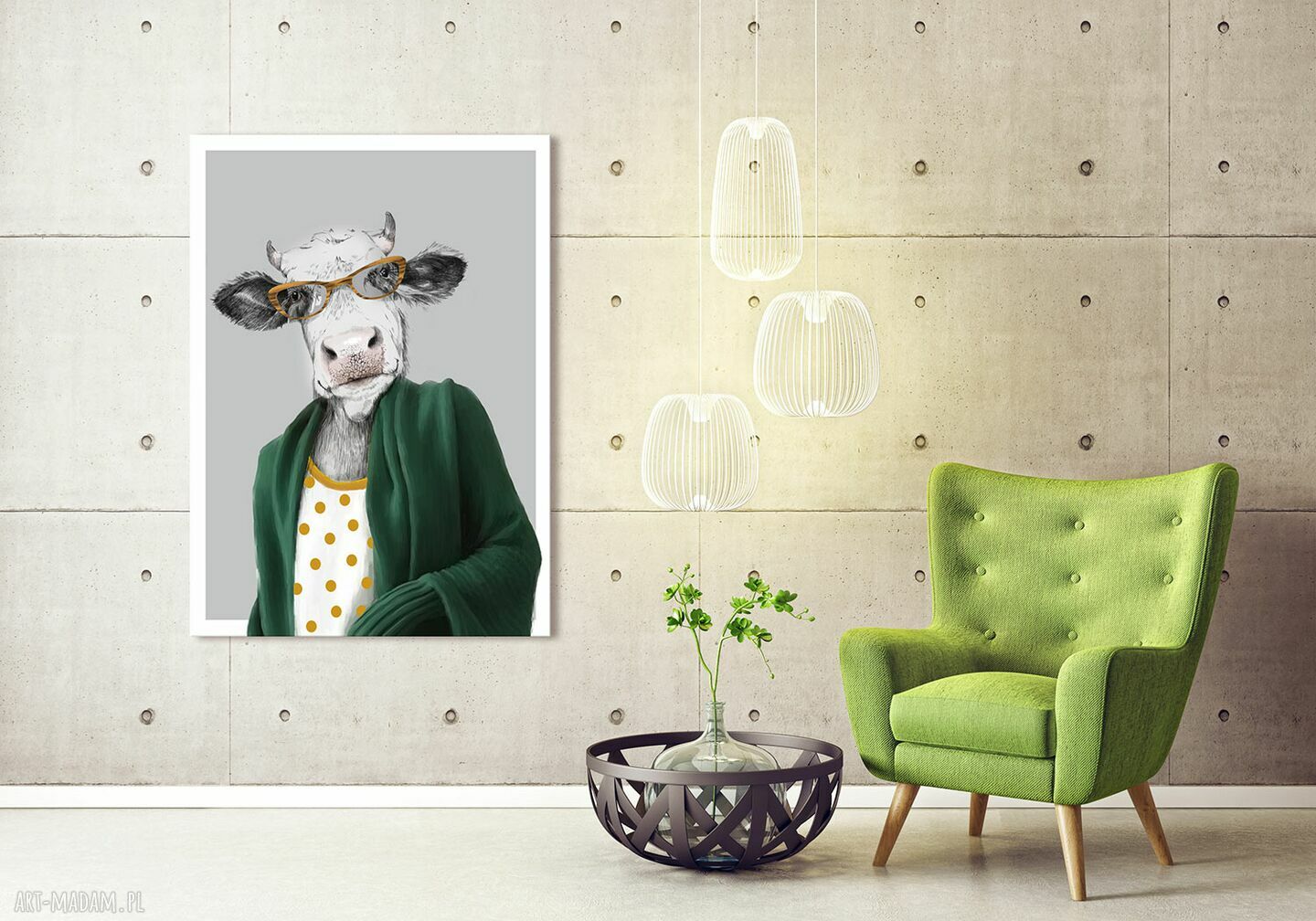 Nowoczesny obraz na płótnie - Krowa Mućka 60x80cm
