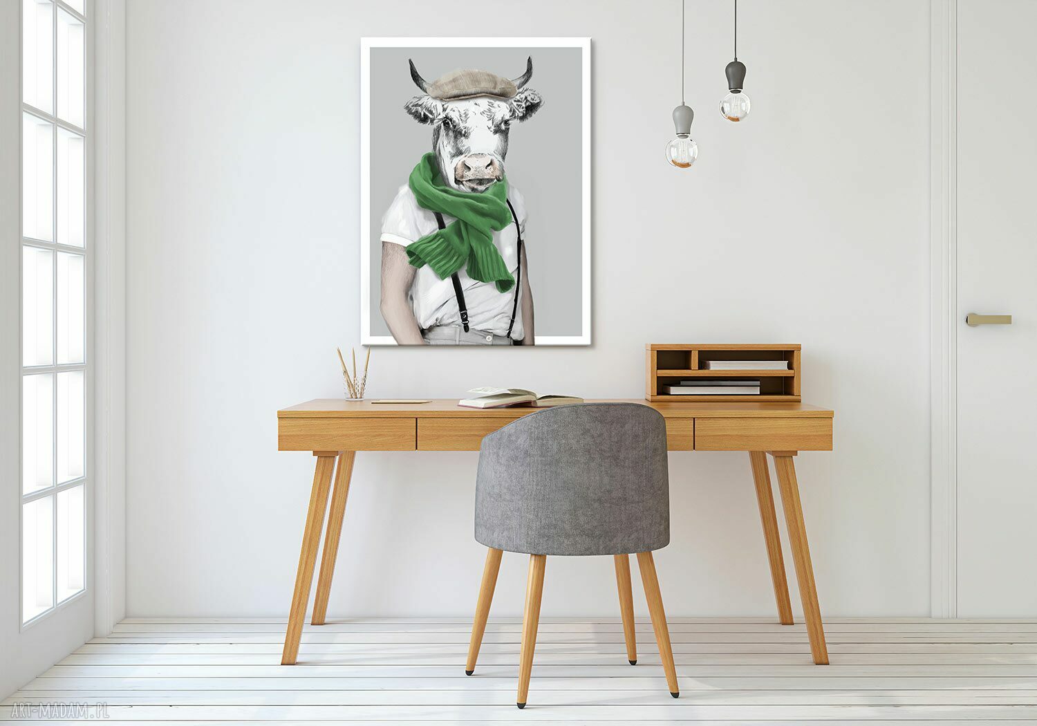 Nowoczesny obraz Byk Maniek 60x80 cm - grafika zwierząt na płótnie