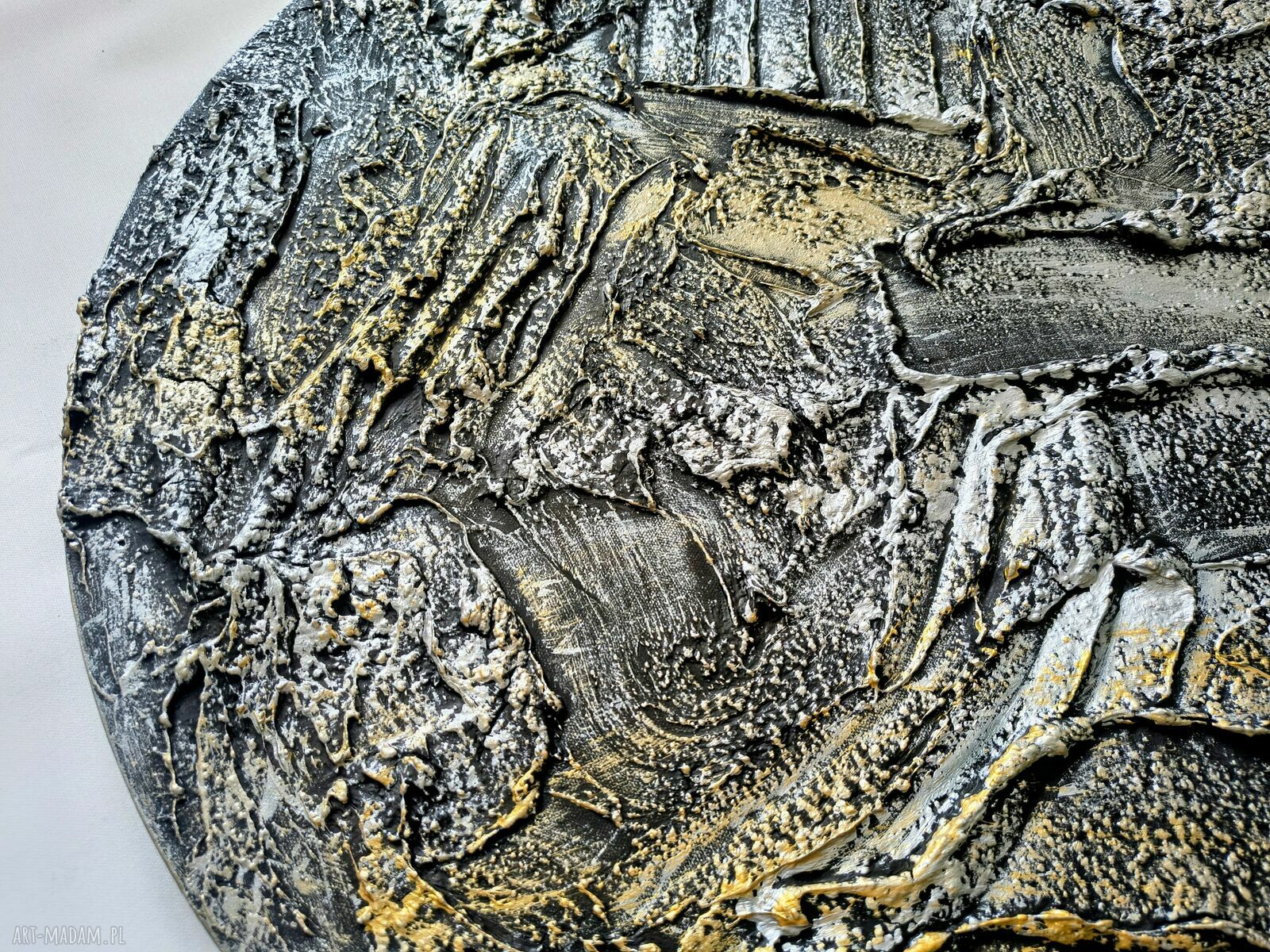 Nowoczesny okrągły obraz metaliczny koło fi 70 cm