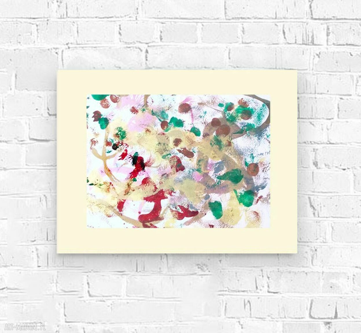 Abstrakcyjny rysunek loft - boho malowany ręcznie 30x40 cm