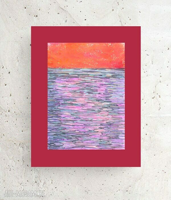 Nowoczesny rysunek 30x40 Boho - morze na bordowym tle
